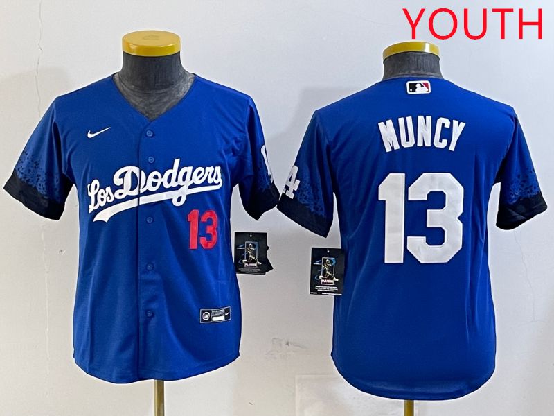 Youth Los Angeles Dodgers #13 Muncy Blue City Edition 2025 Nike MLB Jersey style 1